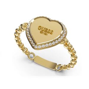 Guess Nápaditý pozlacený prsten se srdíčkem Fine Heart JUBR01429JWYG 54 mm